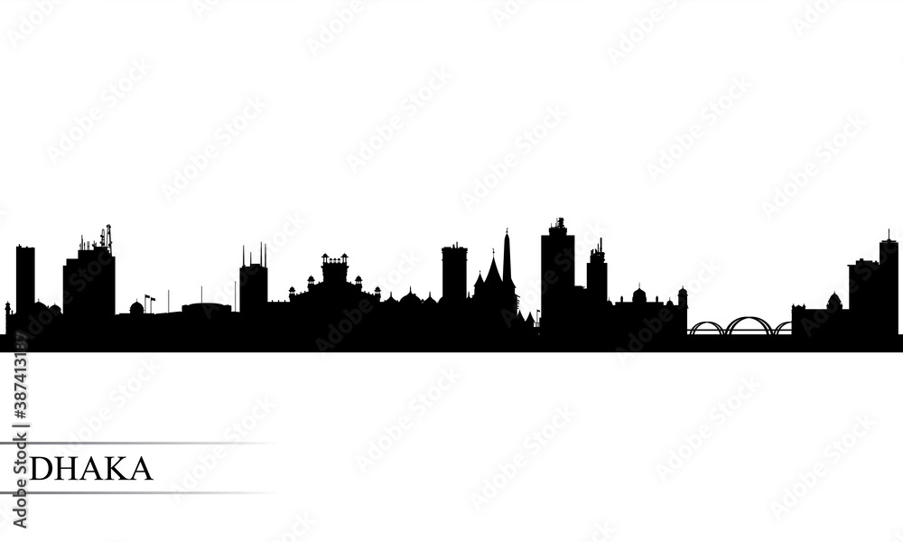 Dhaka city skyline silhouette background