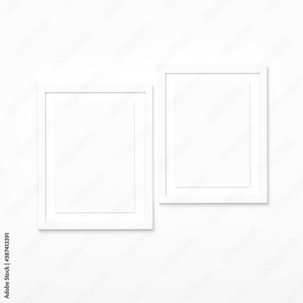 White frame on white background 3d rendering. 3d illustration Modern picture frame, Empty white border frame, Blank picture frame on white wall template minimal concept. White frame on white background 3d rendering. 3d illustration Modern picture frame, Empty white border frame, Blank picture frame on white wall template minimal concept.