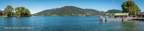 Lake Tegernsee - Bavaria - Germany, panoramic summer view across the famous lake from Bad Wiessee to Tegernsee city and St Quirin (Gmund)