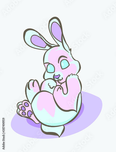 Vector image of a funny bunny in bright color