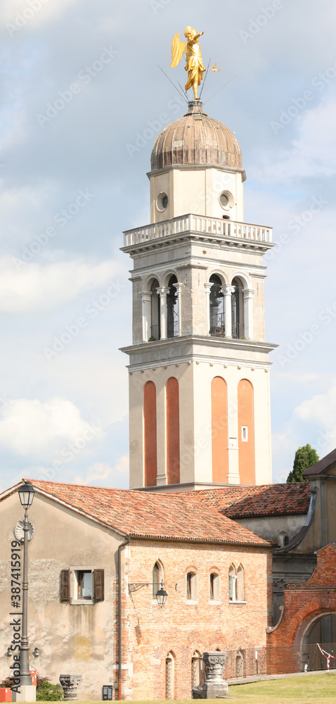 Angel on the bell tower in UDINE city in Italy
