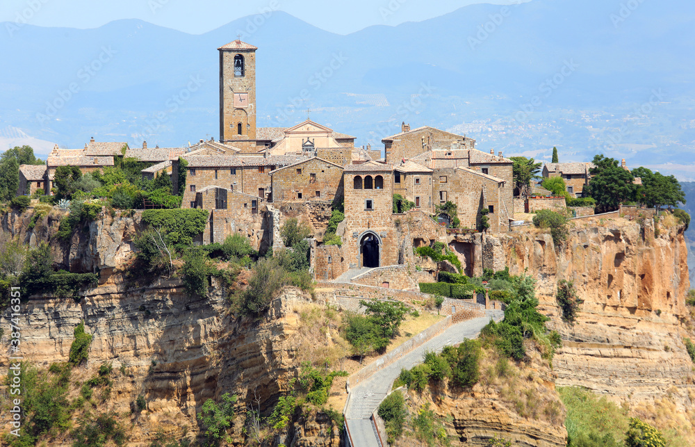 view of ancient italian town called CIVITA DI BAGNO REGIO