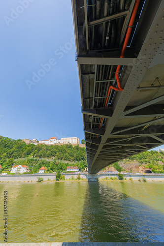 Under the Luitpold Bridge on the bank of the Danube photo