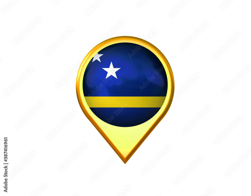 curaçao flag location marker icon. Isolated on white background. 3D illustration, 3D rendering curaçao flag location marker icon. Isolated on white background. 3D illustration, 3D rendering