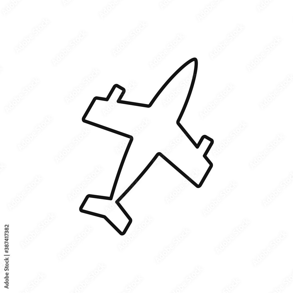 Airplan flat line icon, sign and symbol. Vector Illustration.