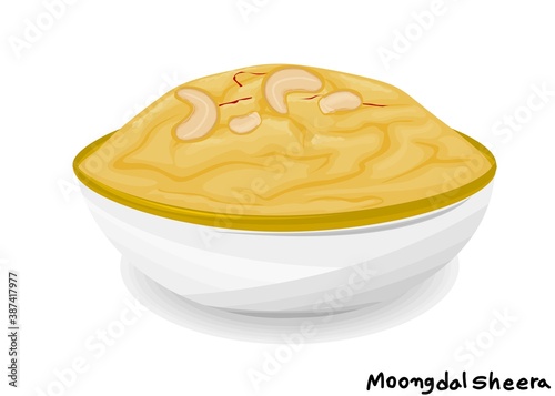 Moong dal sheera indian Sweet Dish Food Vector
