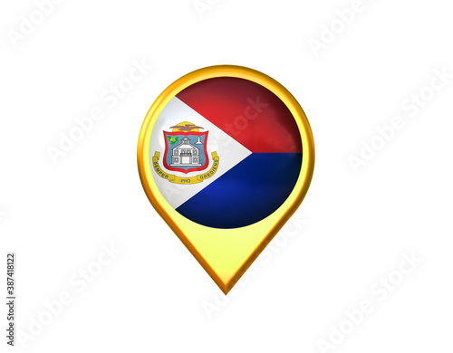 Free Download Saint-Martin flag location marker icon. Isolated on white background. 3D illustration, 3D rendering - GFXLoad