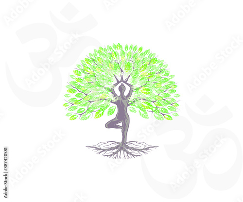dryad tree vector with yoga posed