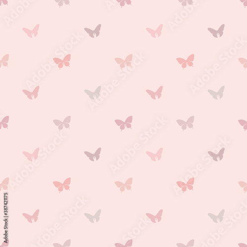 Butterfly wallpaper - Wall mural Vector butterfly seamless repeat pattern design background. Abstract geometric pattern with pastel colors. Cute and simple girly background.