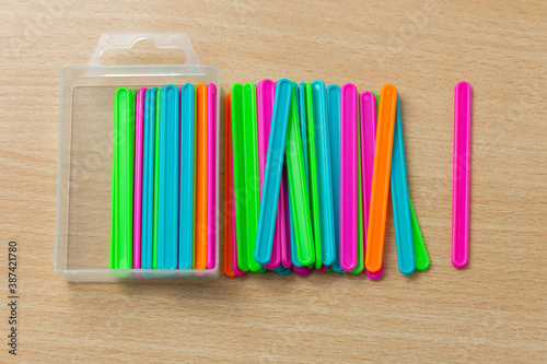 Multicolored plastic counting sticks