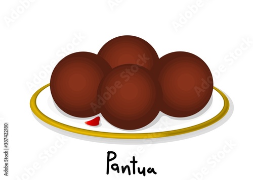Pantua indian Sweet Dish Food Vector