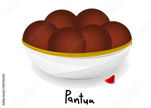 Pantua indian Sweet Dish Food Vector