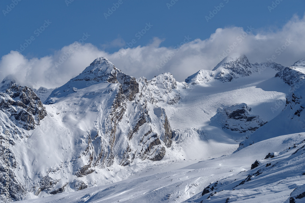 Panorama of the Ortler Group in the Italian Alps