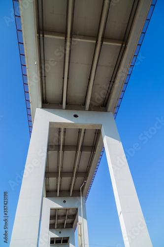 highway concrete bridge from below