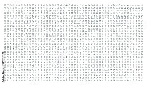 Set of 1500 High Quality Universal Icons . Isolated Vector Elements
