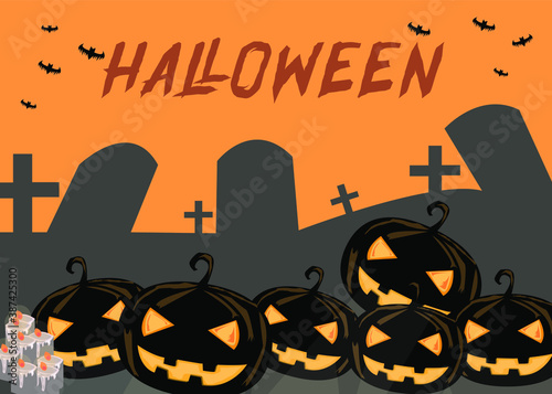 abstract halloween pumpkins background. halloween horror night wallpaper. design by ESP10.