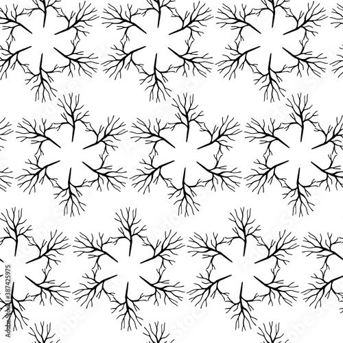 Seamless pattern with doodle snowflakes. Hand drawn floral elements