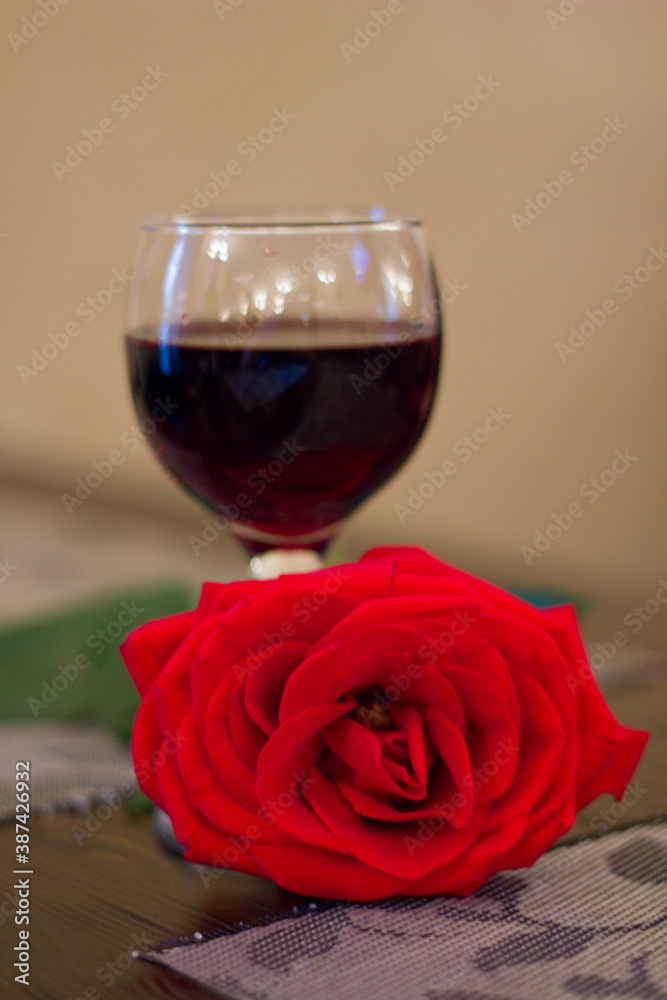 red wine and rose