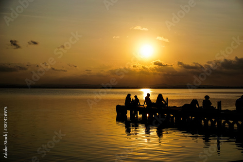 people watching the sunset in the Albufera of Valencia © cribea