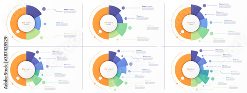 Vector circle chart designs, modern templates for creating infographics, presentations, reports, visualizations