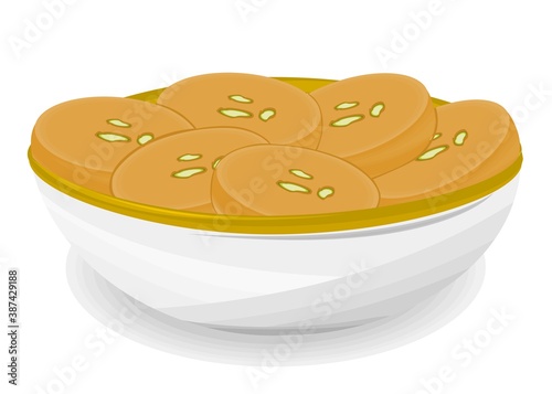 Peda Indian Sweets or Mithai Food Vector