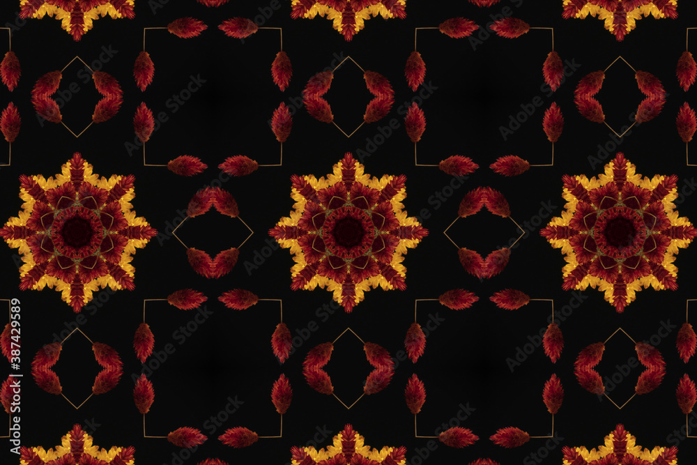 Fototapeta premium abstract colorful seamless pattern with floral motifs from flowers and leaves. High quality photo