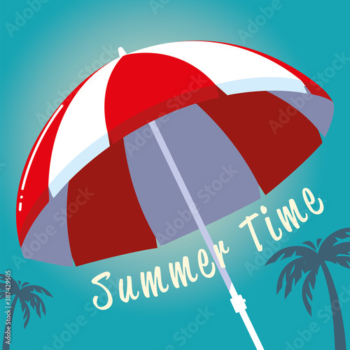 summer vacation travel, umbrella beach palms