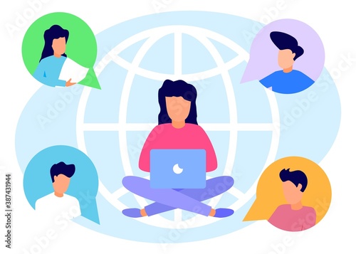Illustration vector graphic cartoon character of long distance communication