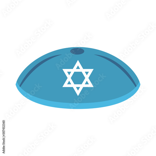 hanukkah, jewish kippah with star flat icon