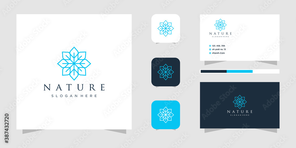 Flower logo design with line art style. logos can be used for spa, beauty salon, decoration, boutique.