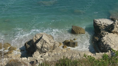 Rocky coastline of Corfu Island, Greece.