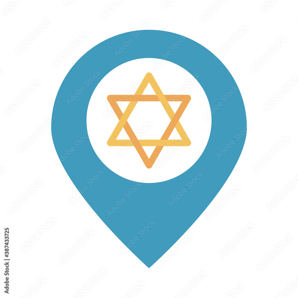 hanukkah, pointer location with star of David flat icon hanukkah, pointer location with star of David flat icon