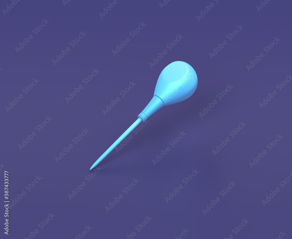 Isometric scratch awl chisel on blue background, single color workshop tool, 3d rendering Isometric scratch awl chisel on blue background, single color workshop tool, 3d rendering