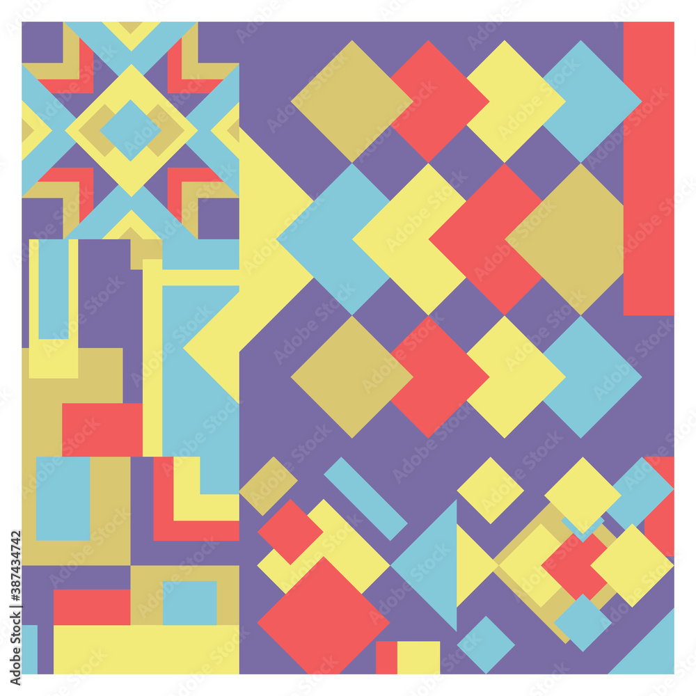 Square pattern of geometric objects. Geometric abstraction background.	
