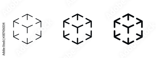 Cube icon in vector, Augmented reality. cube symbol, 3D Cube line icon, Abstract Cube Hexagon Logo for website design and mobile, app development