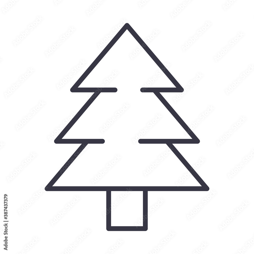 happy merry christmas, pine tree season decoration line icon happy merry christmas, pine tree season decoration line icon