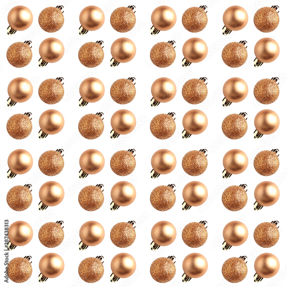 Obraz premium Christmas seamless pattern of balls. golden new year toys. holidai concept
