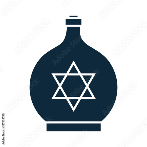 hanukkah, jar with olive oil celebration silhouette icon