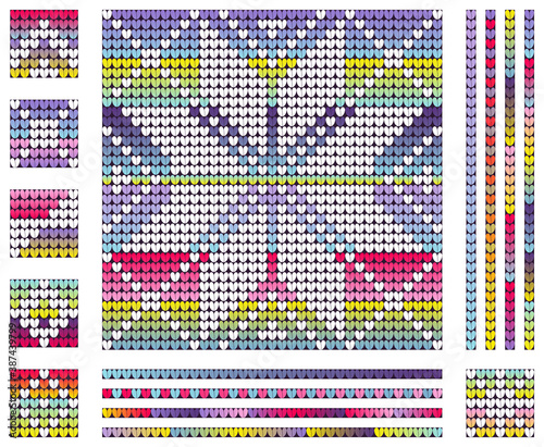 Neon colors Christmas Star knitting geometric pattern