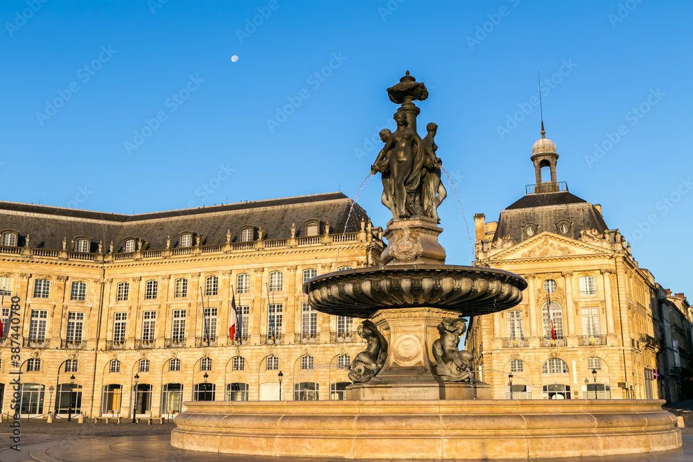 Monument in the Place de la Bourse in Bordeaux, France