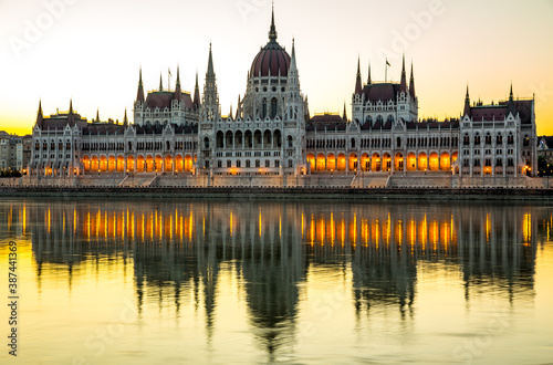 Parliament in Budapest at night, Hungary