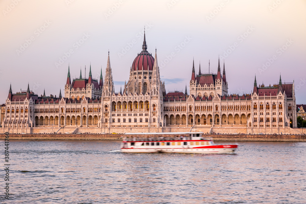 Parliament in Budapest in the evening, Hungary