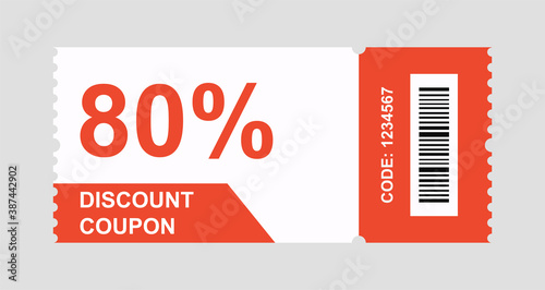 Vector discount coupon flyer sticker or banner with barcode photo