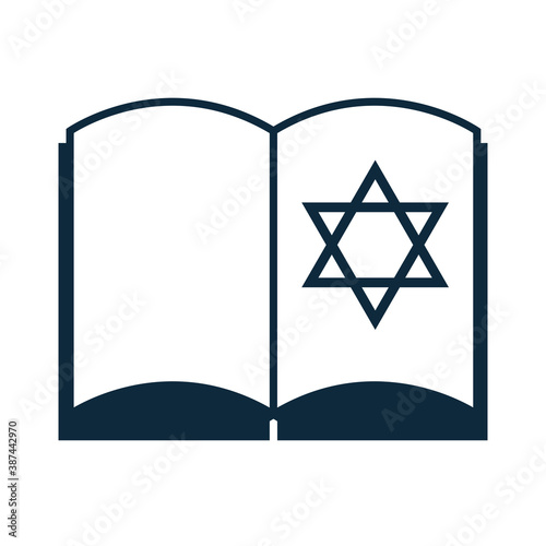 hanukkah, torah book religious judaism silhouette icon