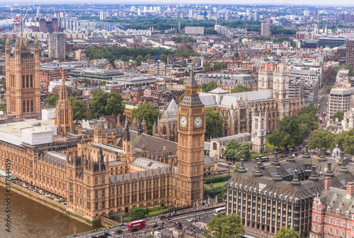 Panorama of London from high on Big Ben and the Thames photo
