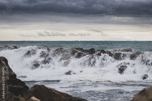 Stormy waves on the docks