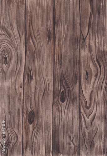 Watercolor texture of dark wood. The perfect background.