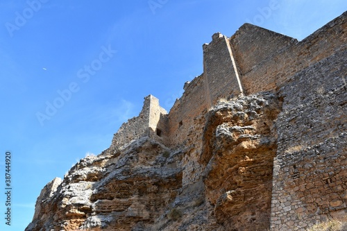 Rocky crag and walls of the Castle of Zorita de los Canes, Guadalajara. © Iker