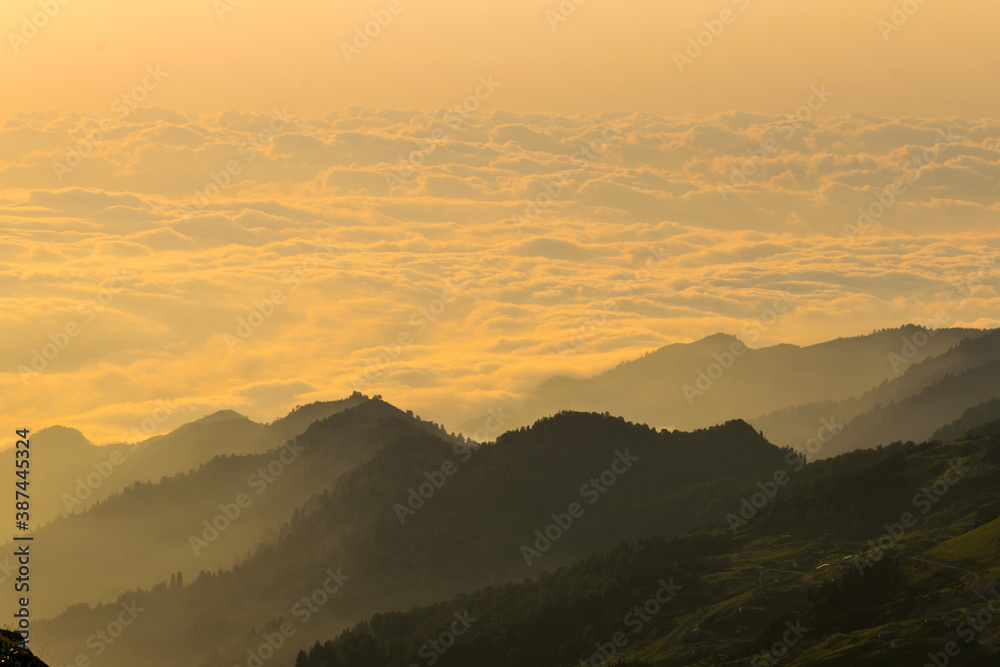 Sunset above the clouds in the Kaçkar Mountains