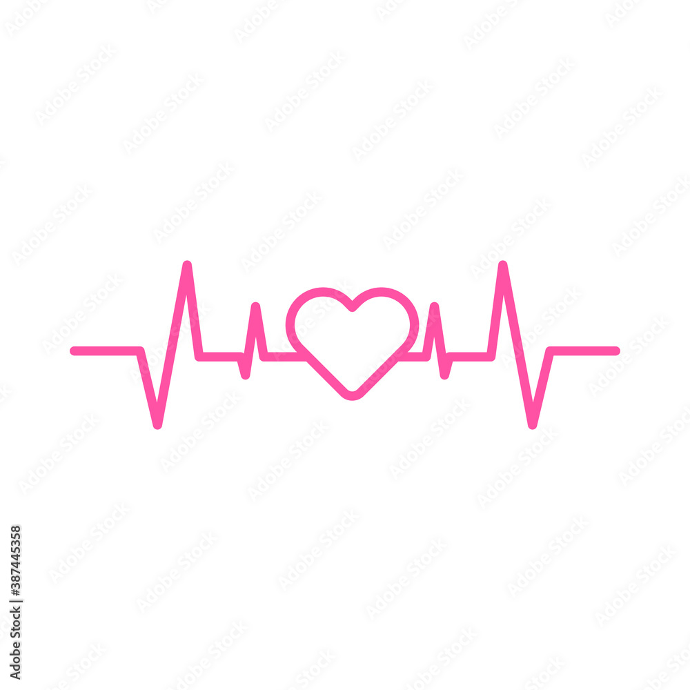 Heartbeat, medical line red isolated on white background EPS Vector